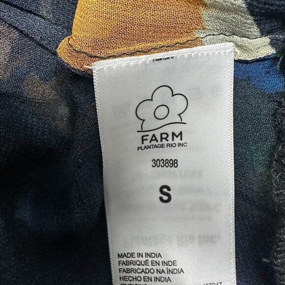 Farm Rio Chevron Forest Black Blouse Size Small Boho Festival Floral Statement - Picture 9 of 12